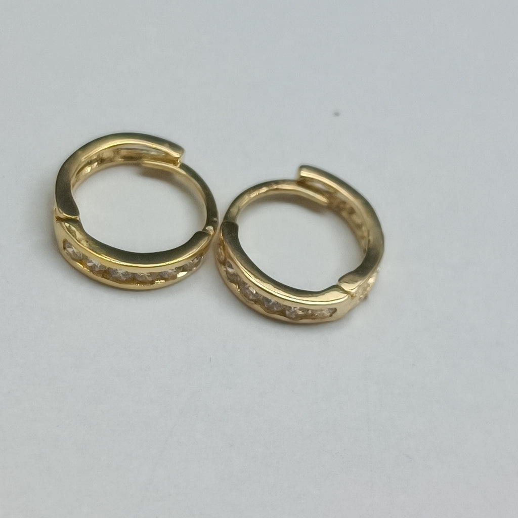 ARETES HUGGIES C CIRCONIA 14K 1.2 GR (NUEVO)