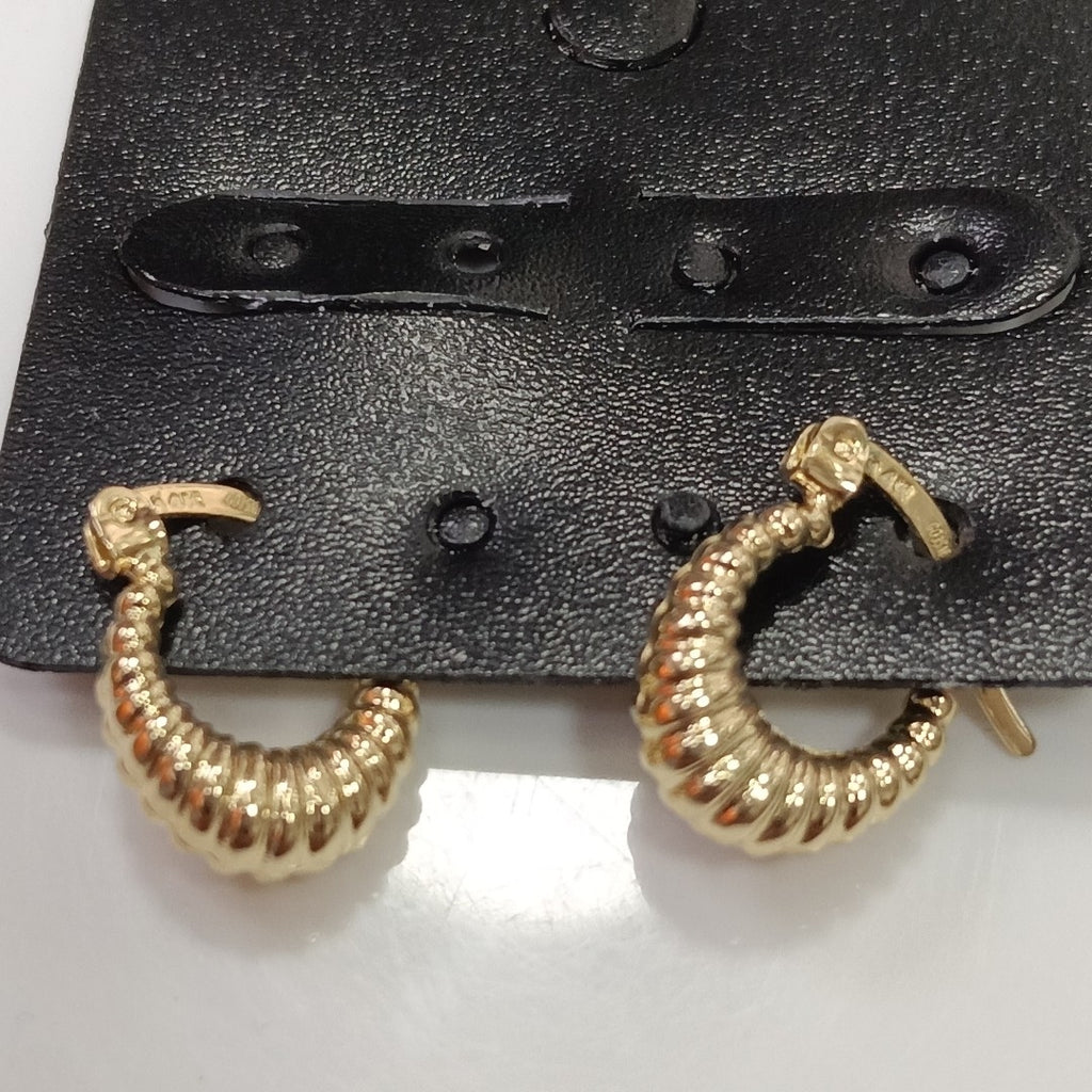 ARETES ARRACADA ESTRIADAS 14K 1.1 GR (NUEVO)
