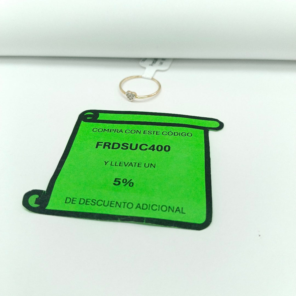 ANILLO ANILLITO CORAZON C CIRCONIA 14K 7 TALLA 0.8 GR (NUEVO)