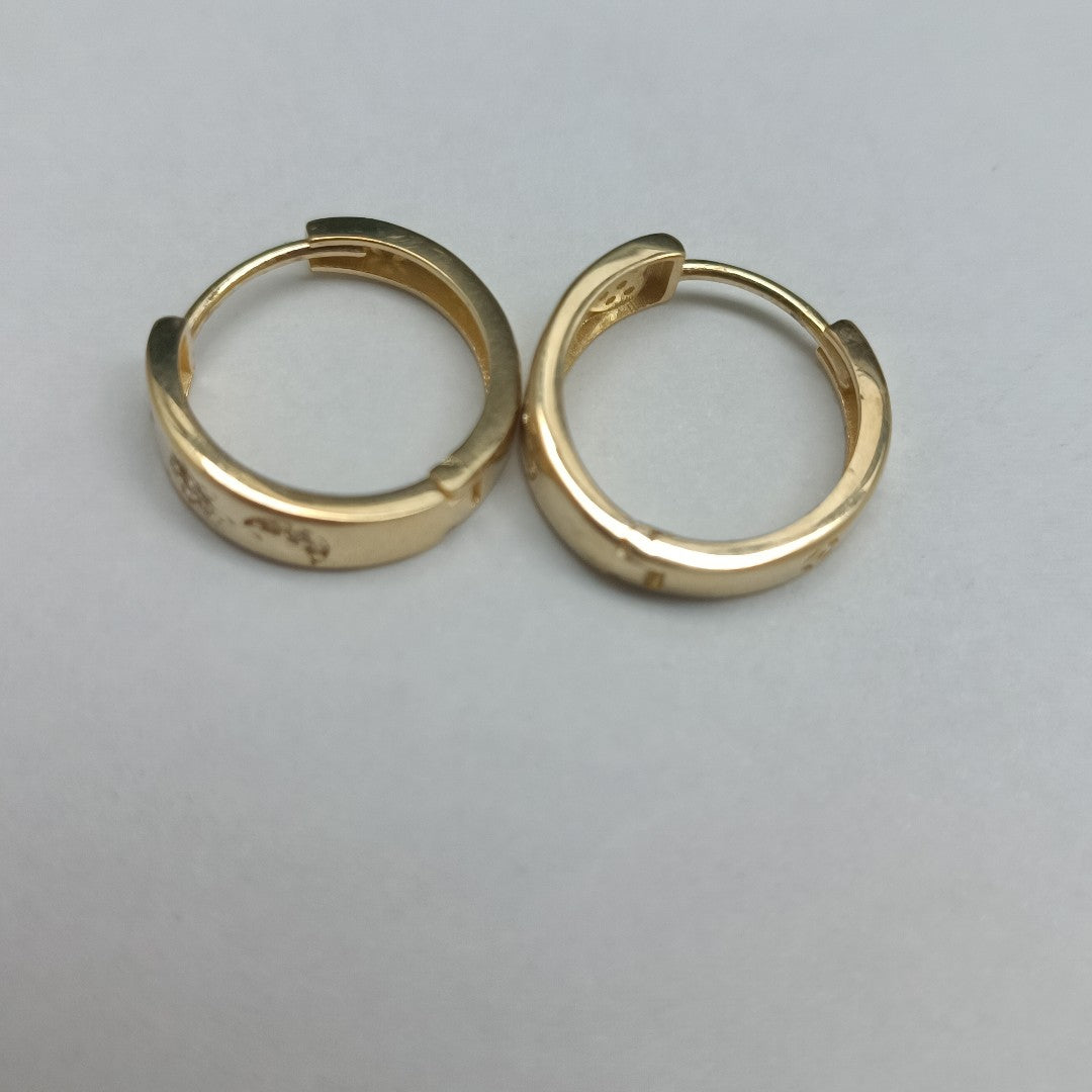 ARETES TEJIDO HUGGIES CON CIRCONIAS 14K 2.9 GR (NUEVO)