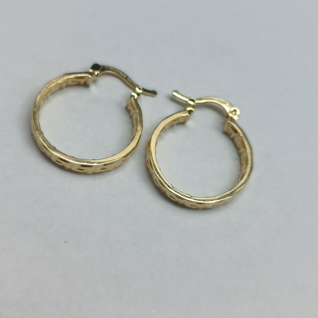 ARETES TEJIDO ARRACADAS TIPO GRECAS 14K 2.1 GR (NUEVO)