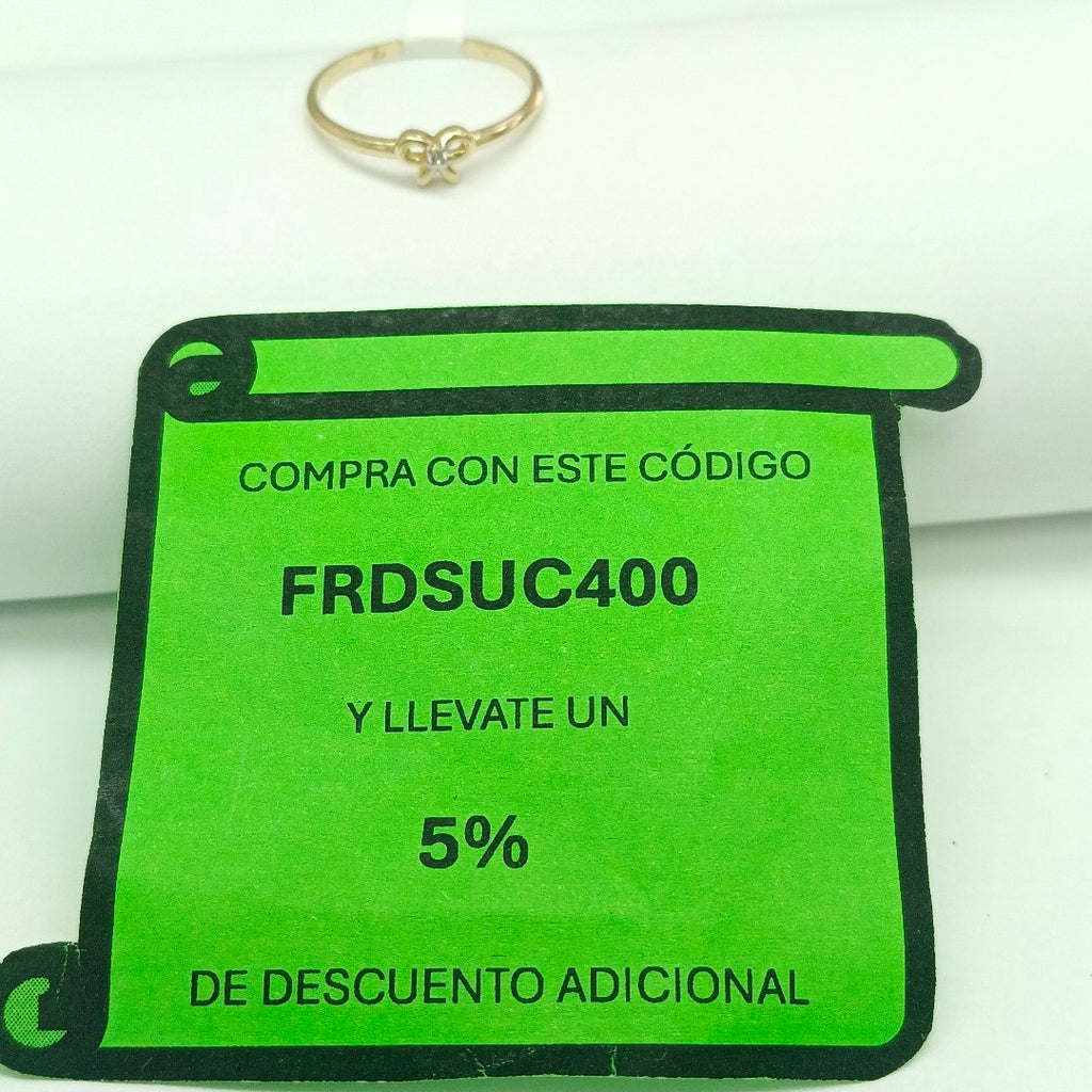 ANILLO ANILLITO FIG MOÑO C CIRCONIAS 14K 7 TALLA 1 GR (NUEVO)