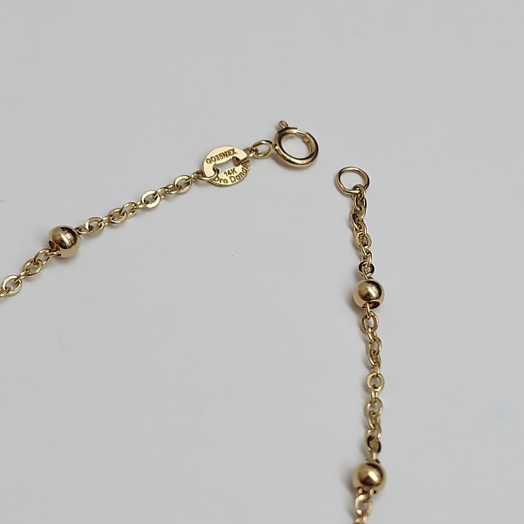 PULSERA TEJIDO ESPECIAL CON FLOR 14K 18 CM 1.6 GR (NUEVO)