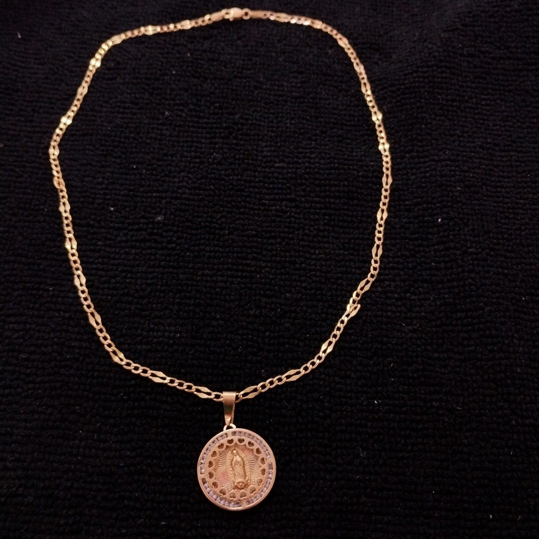 CADENA, MEDALLA RELIGIOSA ORO 10 K 5 GRMS (SEMINUEVO)