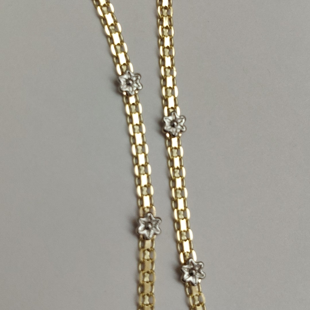 PULSERA ESPECIAL C FLORES 14K 18 CM 3 GR (NUEVO)