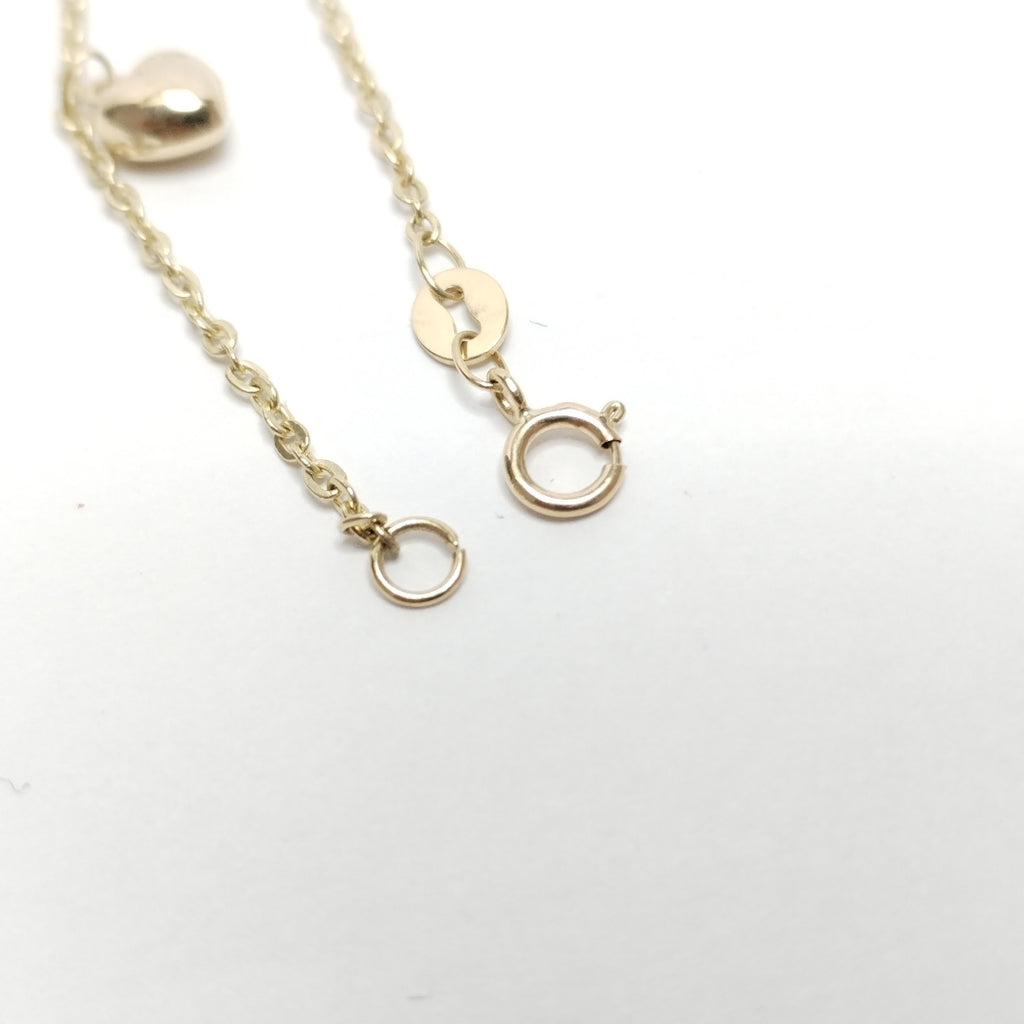 PULSERA ESP CON FIG CORAZONES 14K 18 CM 1.8 GR (NUEVO)