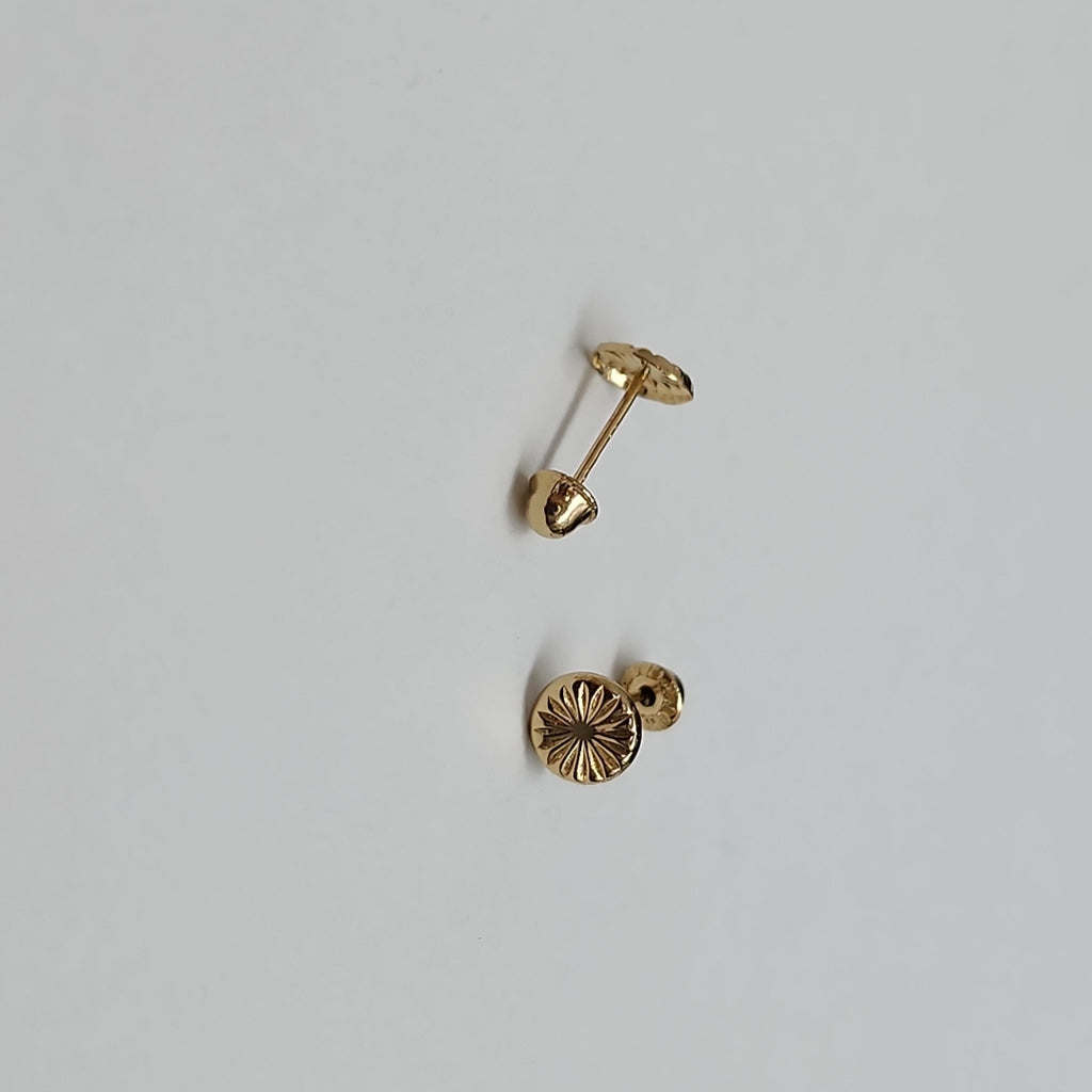BROQUELES BROQUEL FIG BOTON RAYADO 14K 0.1577 GR (NUEVO)