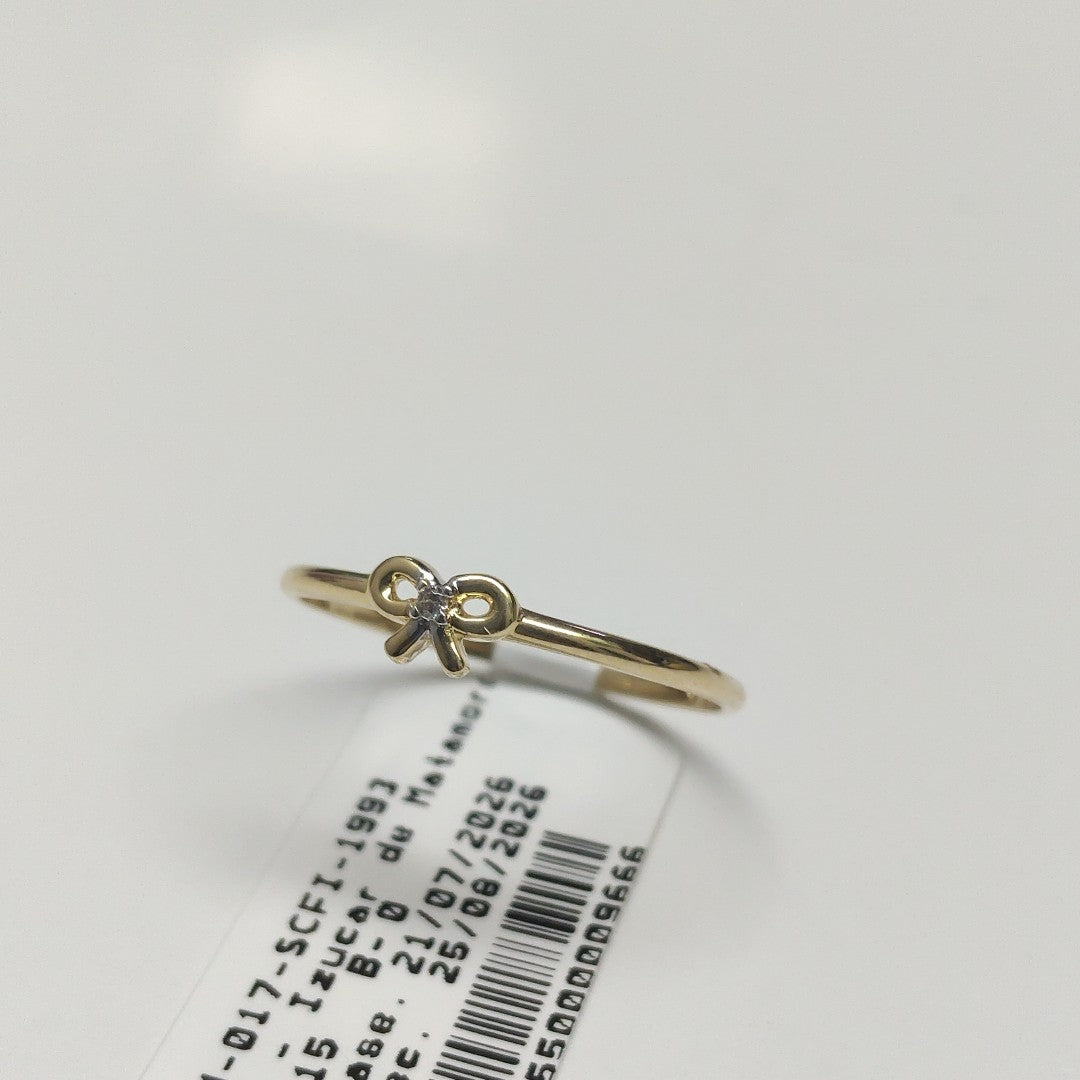 ANILLO ANILLITO FIG MOÑO C CIRCONIAS 14K 8 TALLA 1 GR (NUEVO)