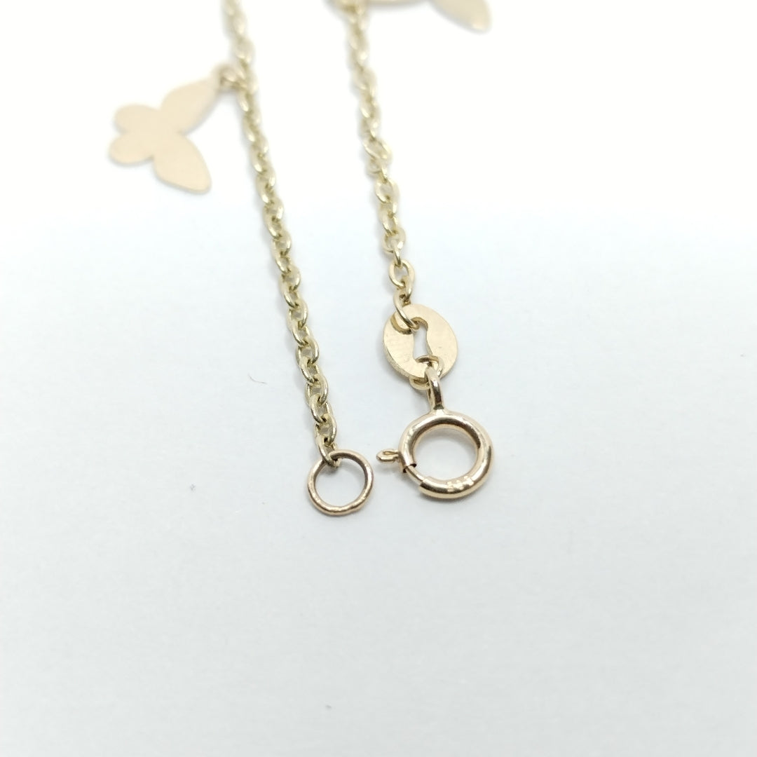 PULSERA ESPECIAL CON MARIPOSAS 14K 18 CM 2.1 GR (NUEVO)