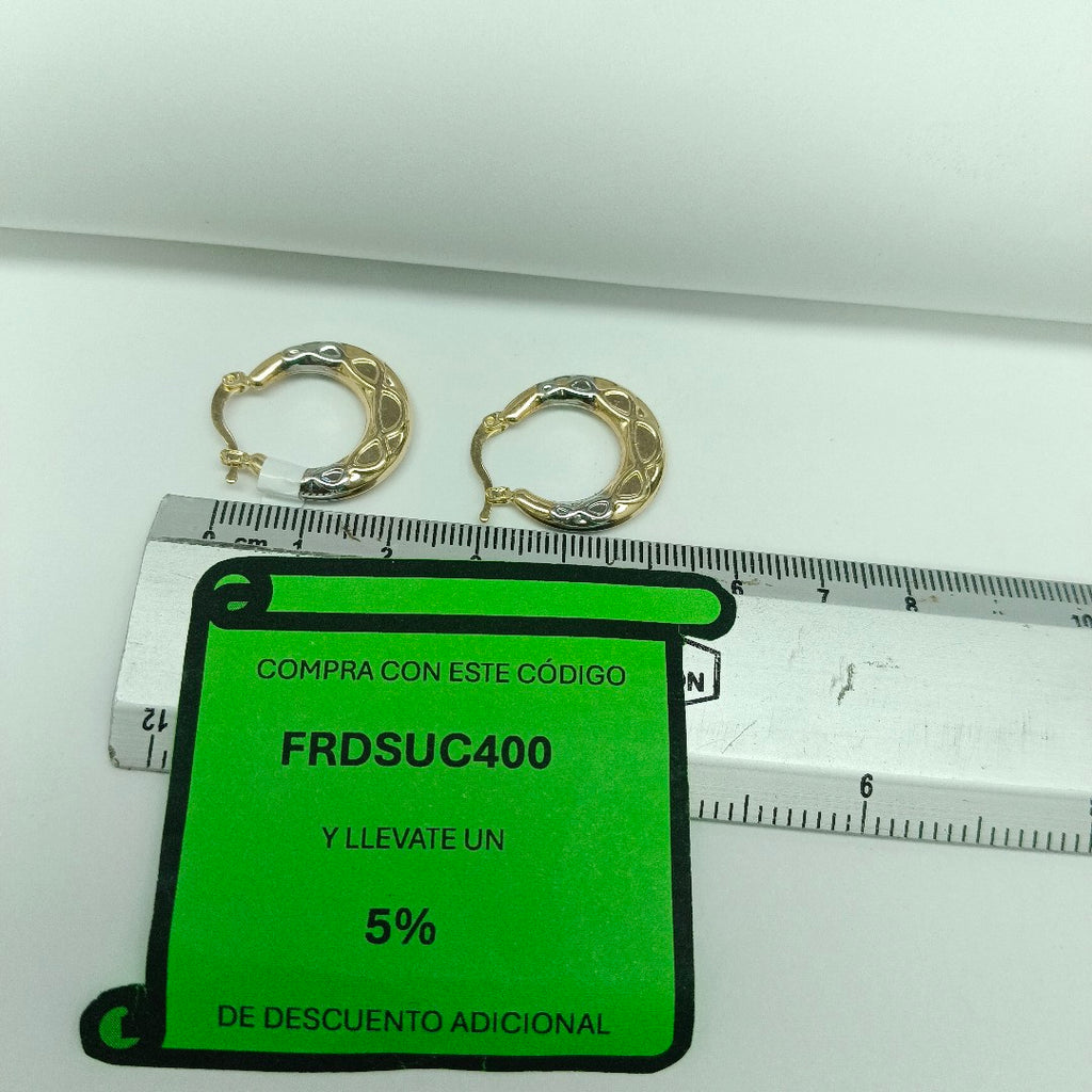ARETES ARRACADAS COMBINADAS CON INFINITO 14K 2.3 GR (NUEVO)