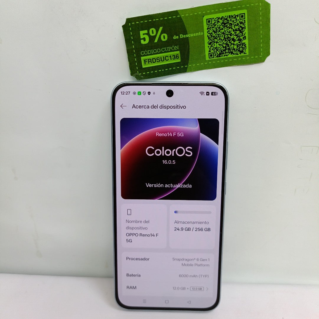 CELULAR OPPO RENO 14F CPH2743 (2025) 256 GB 12 GB RAM (SEMINUEVO)