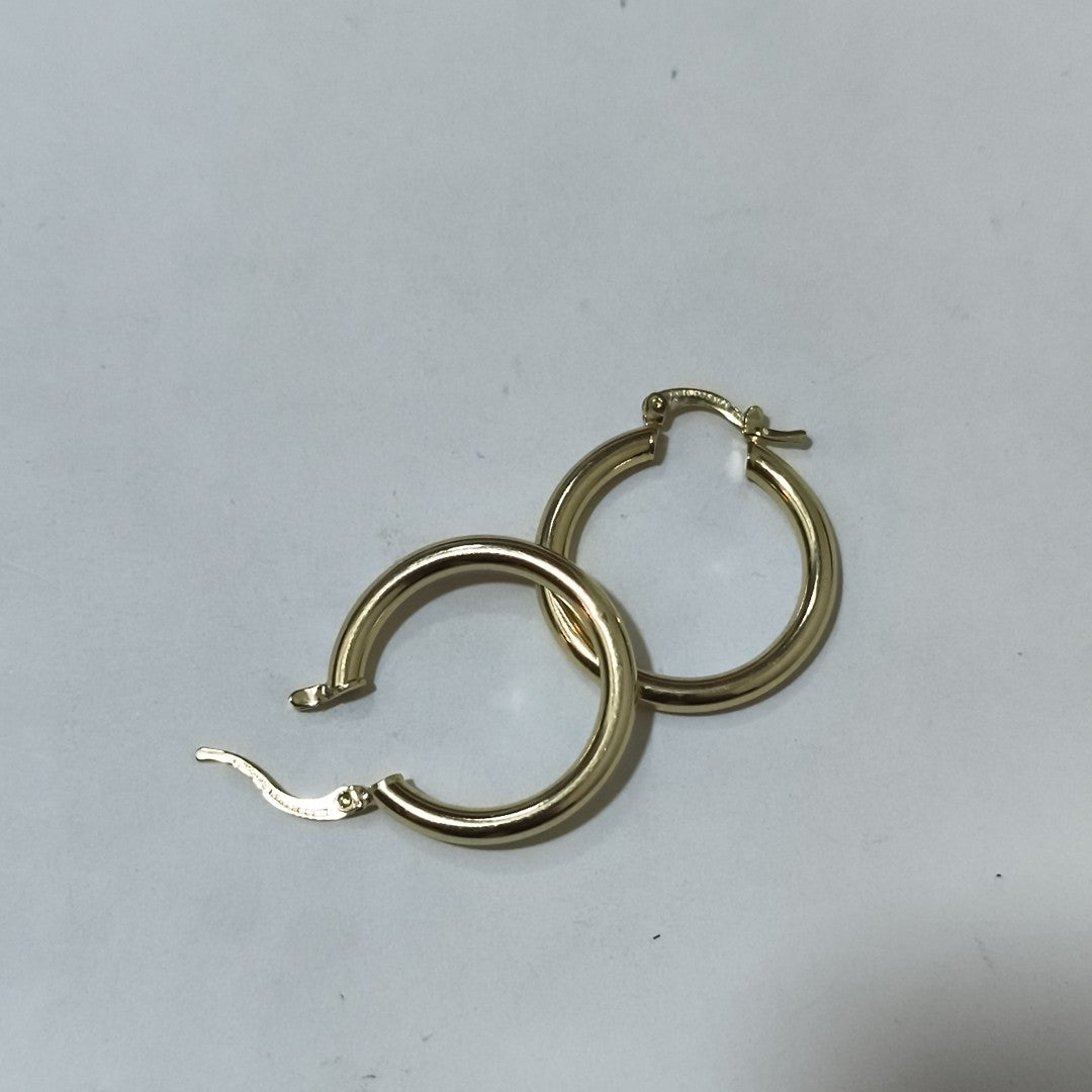 ARETES TEJIDO ARRACADAS LISAS HUECAS 14K 2.2 GR (NUEVO)
