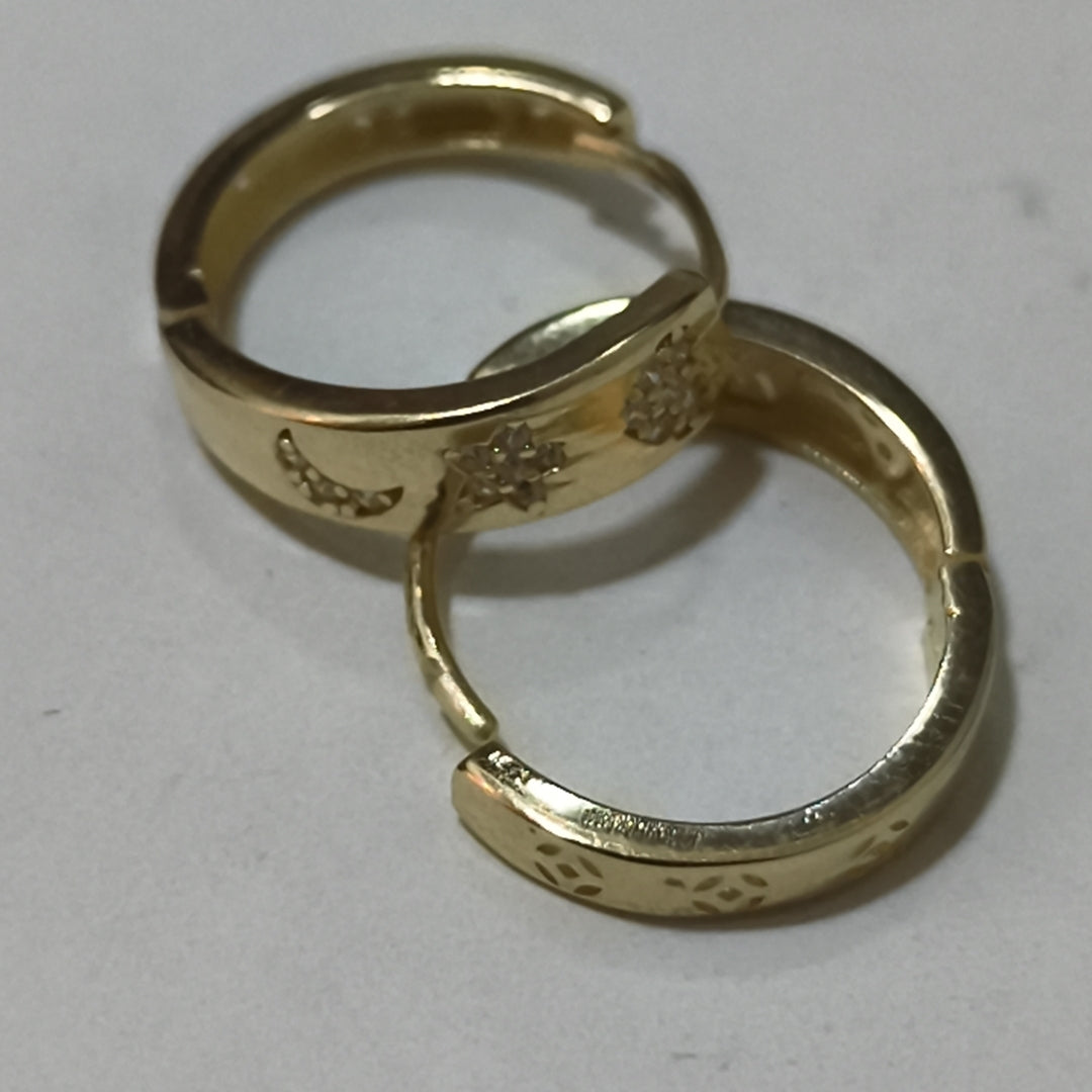 ARETES TEJIDO HUGGIES CON CIRCONIAS 14K 2.9 GR (NUEVO)