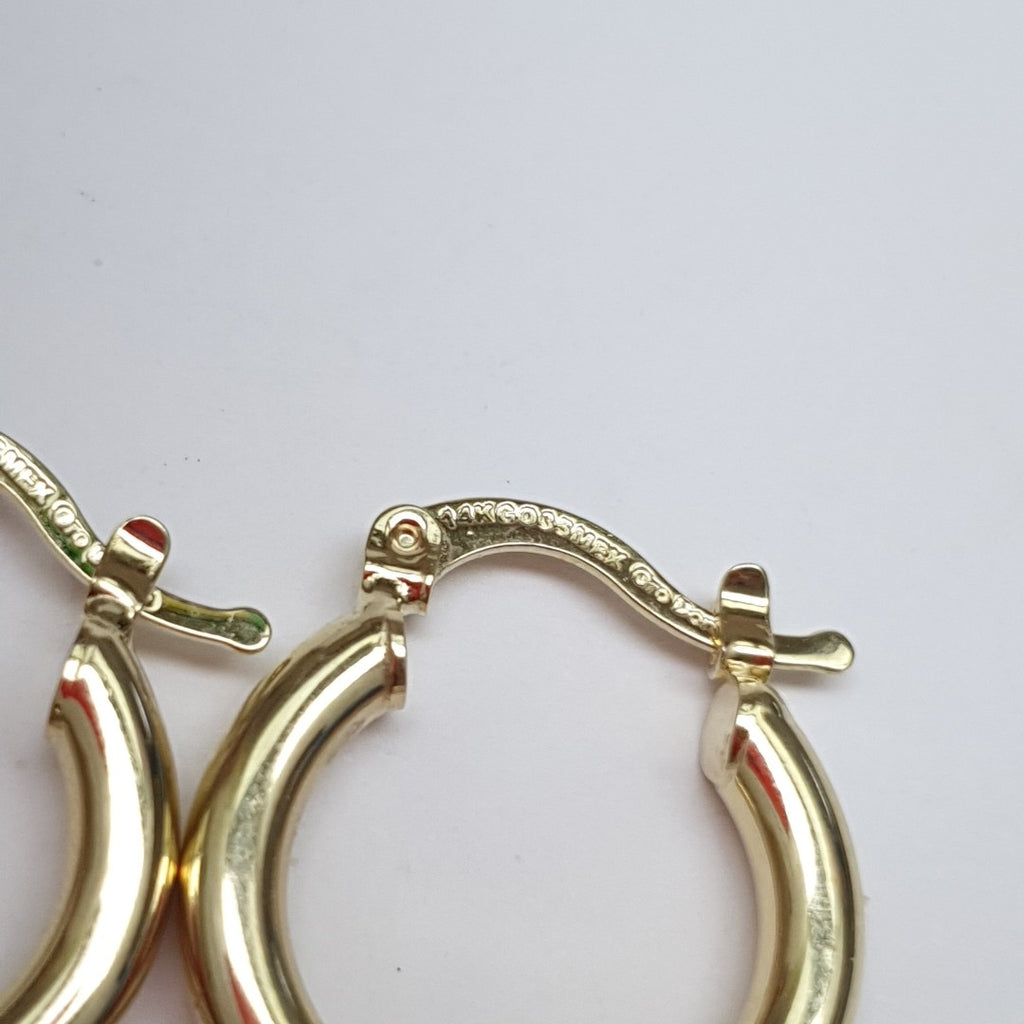 ARETES TEJIDO ARRACADAS LISAS 14K 1.6 GR (NUEVO)