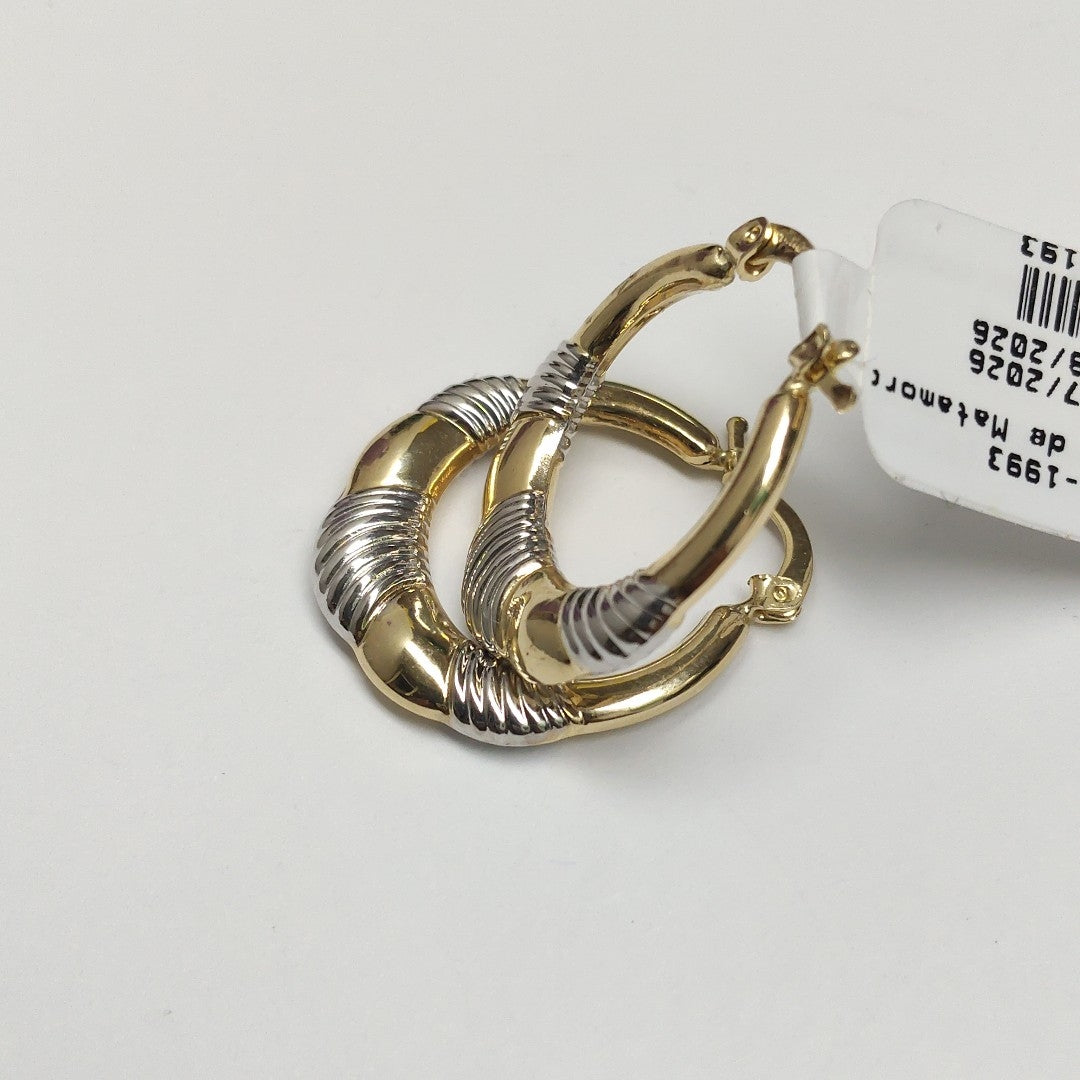 ARETES ARRACADAS HUECAS COMBINADAS 14K 2.6 GR (NUEVO)