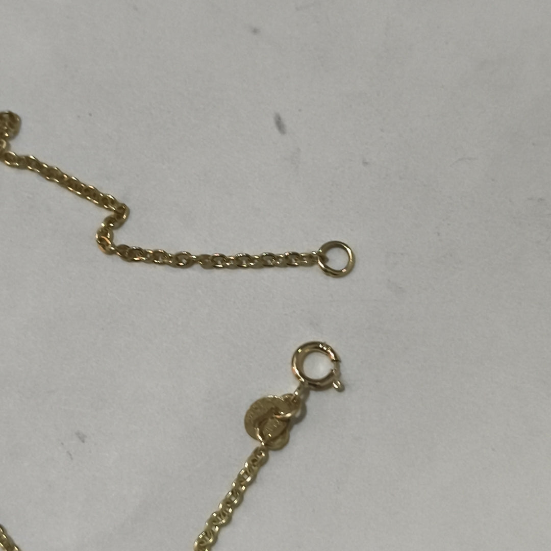PULSERA TEJIDO ESPECIAL C CORAZON ROJO 14K 18 CM 1.9 GR (NUEVO)