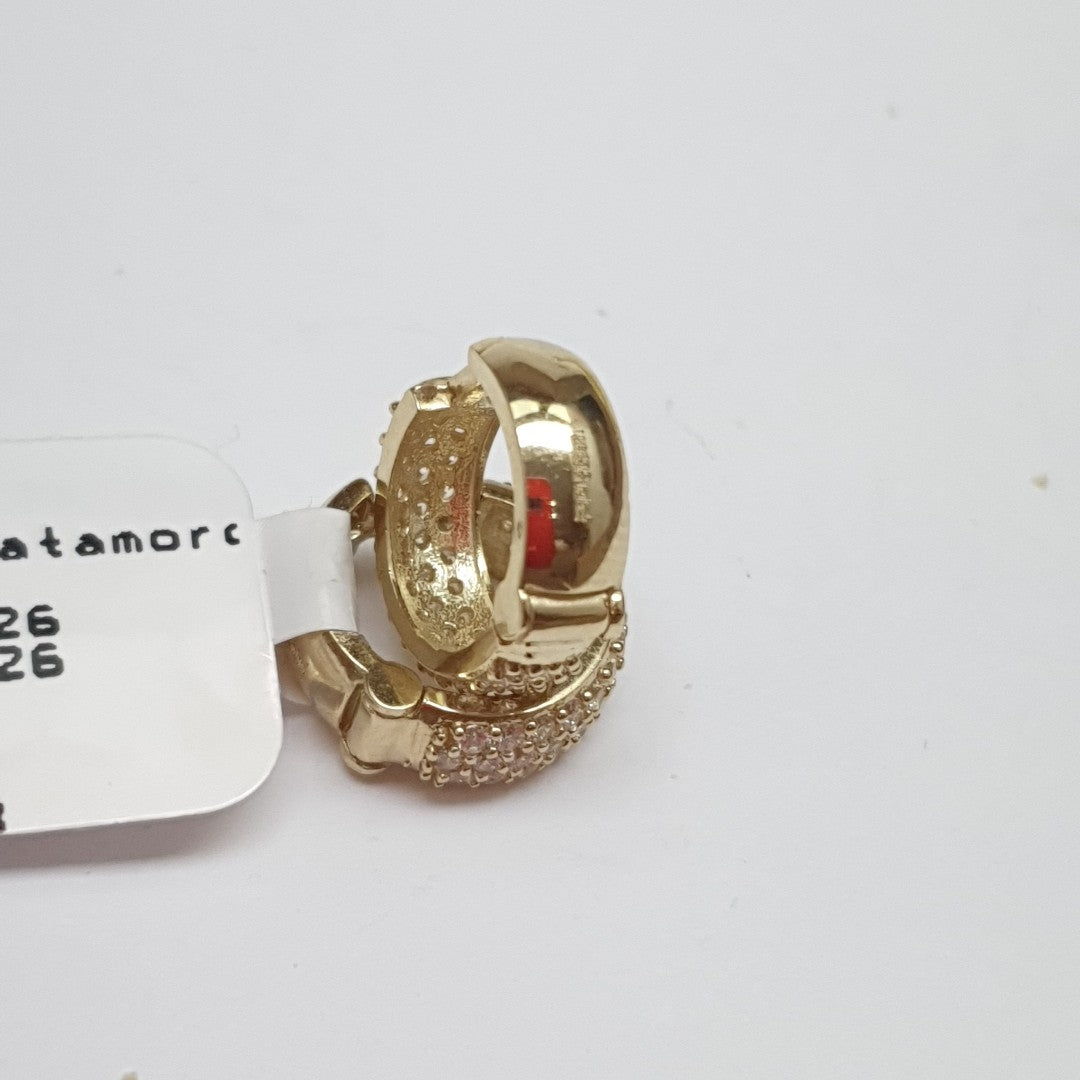 ARETES HUGGIE CON CIRCONIAS 14K 2 GR (NUEVO)