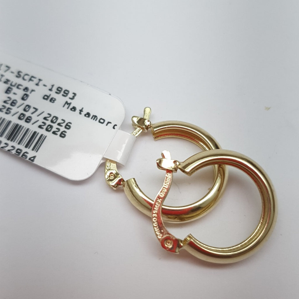 ARETES TEJIDO ARRACADAS LISAS 14K 2.1 GR (NUEVO)