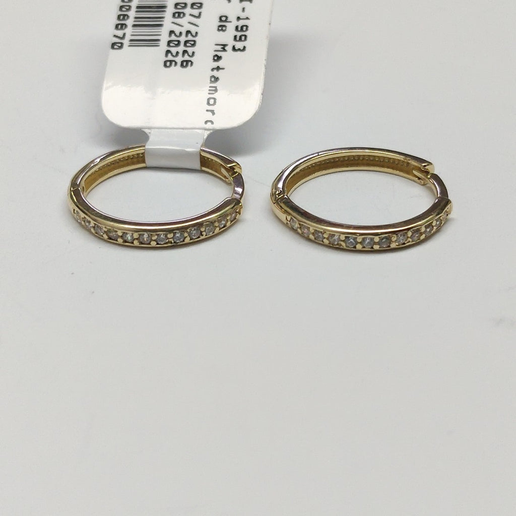 ARETES HUGGIES C CIRCONIA 14K 1.8 GR (NUEVO)