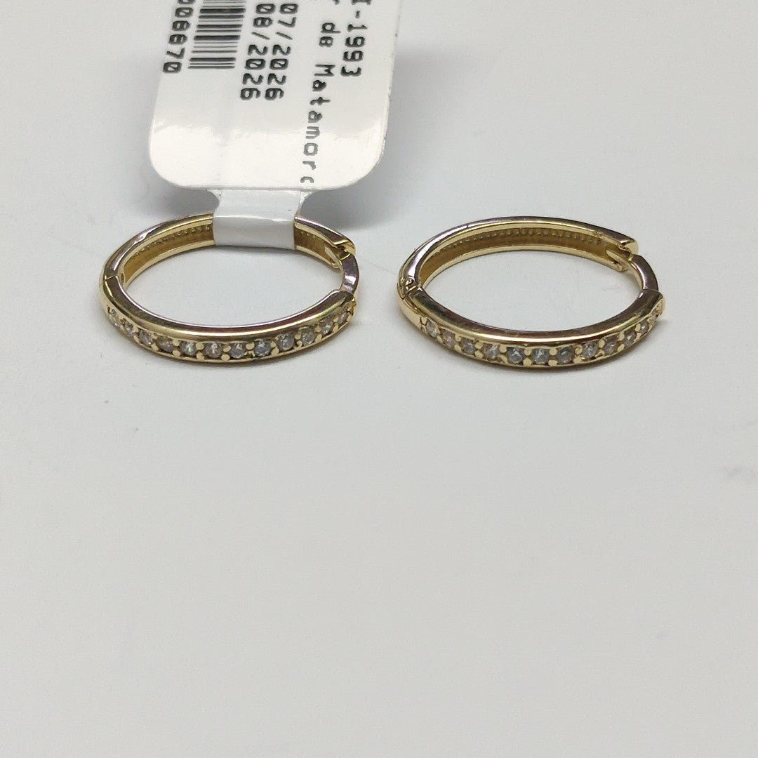 ARETES HUGGIES C CIRCONIA 14K 1.8 GR (NUEVO)
