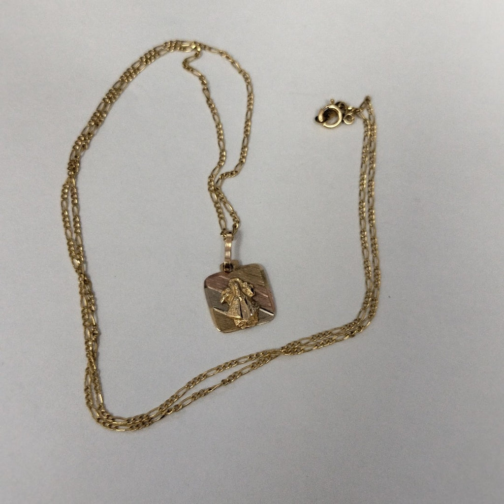 CADENA, MEDALLA RELIGIOSA ORO 10 K 2 GRMS (SEMINUEVO)