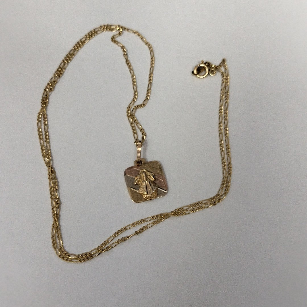 CADENA, MEDALLA RELIGIOSA ORO 10 K 2 GRMS (SEMINUEVO)