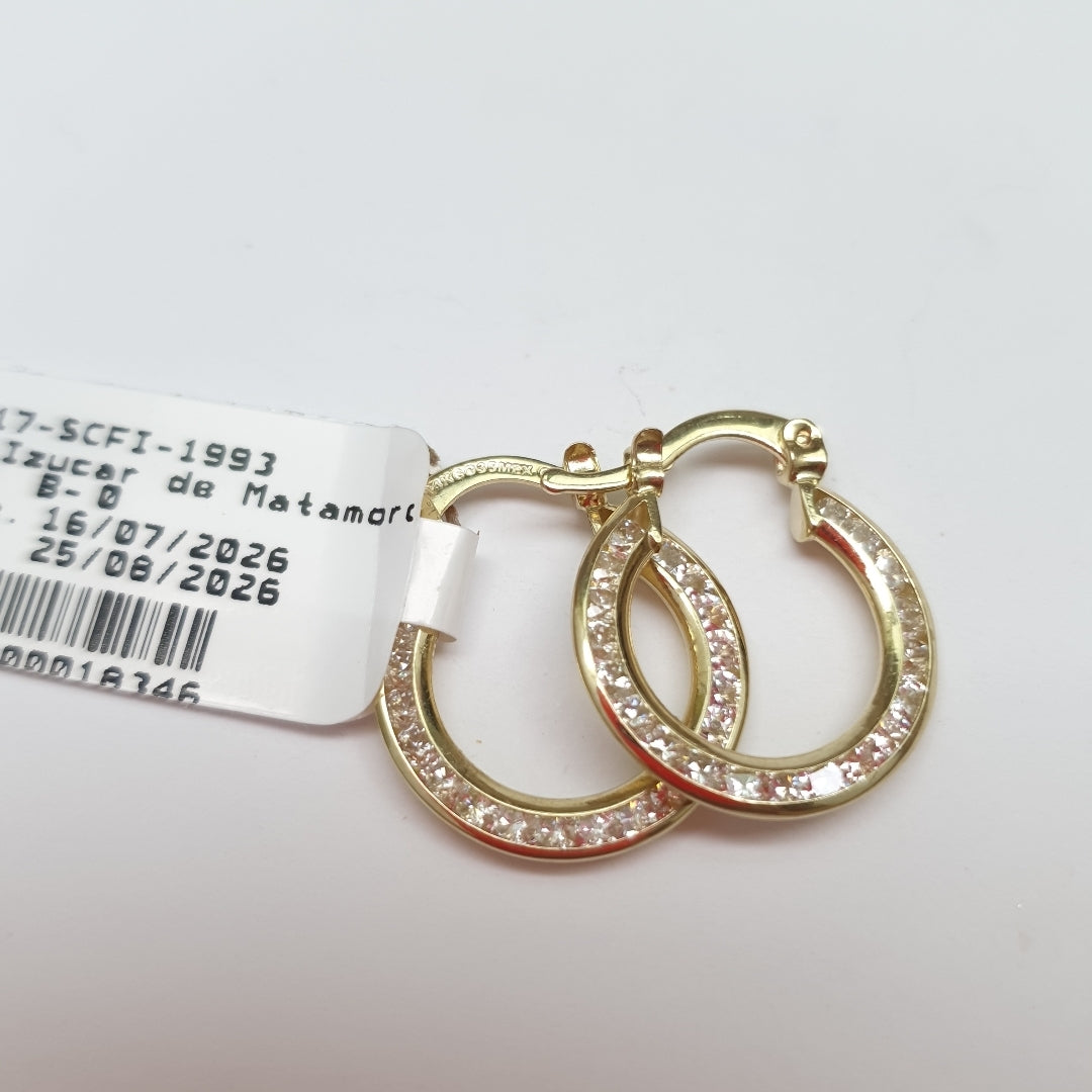 ARETES ARRACADAS CON CIRCONIAS 14K 2.4 GR (NUEVO)