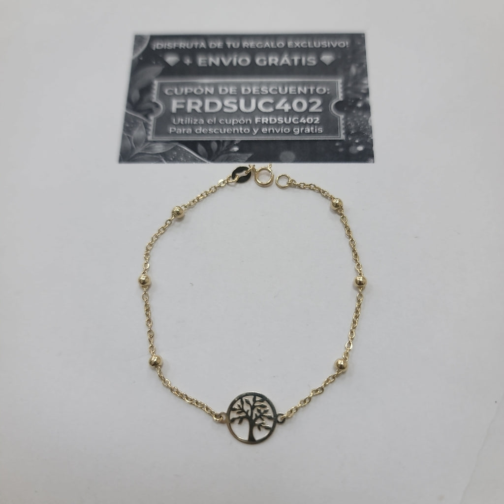 PULSERA TEJIDO ESPECIAL ARBOL 14K 18 CM 1.7 GR (NUEVO)