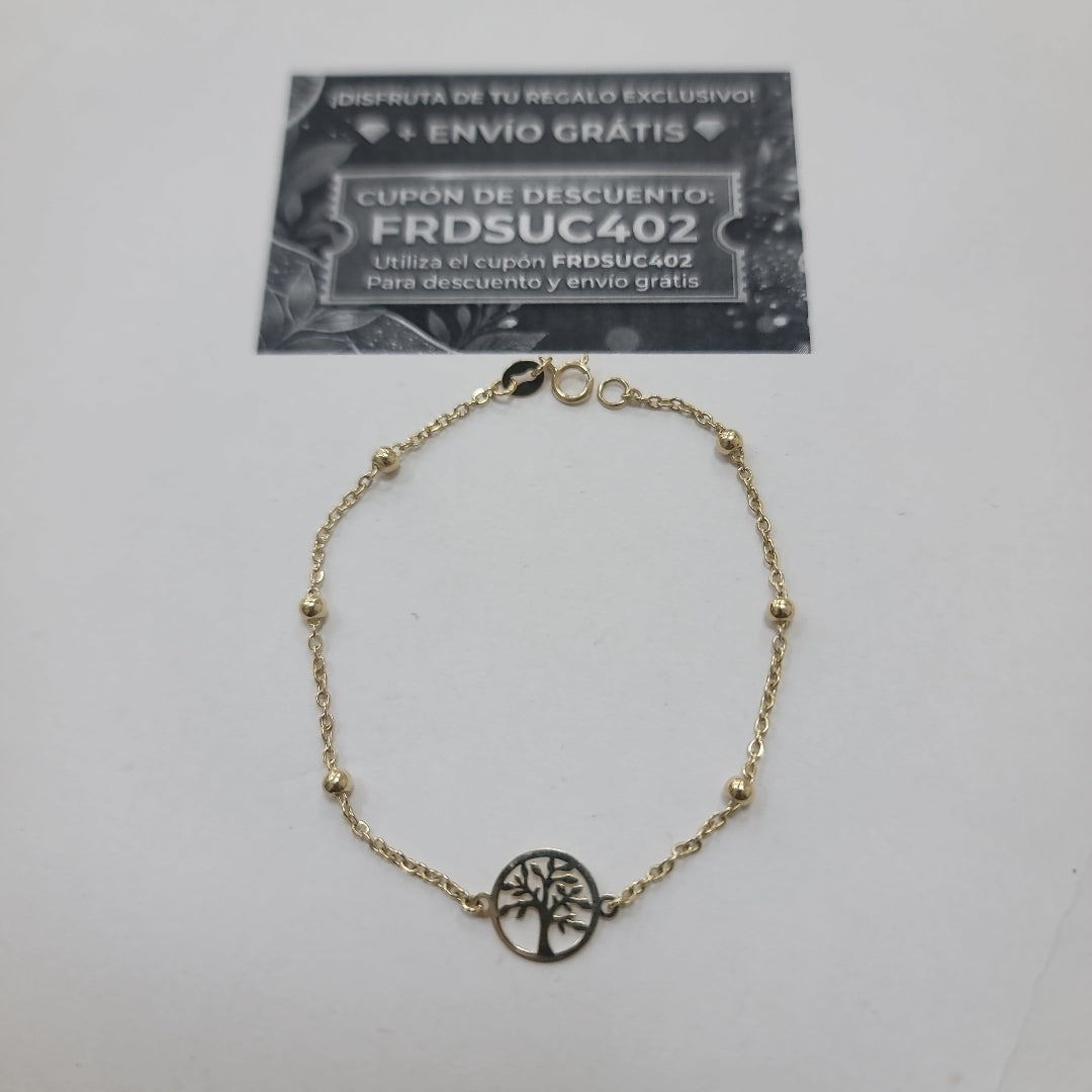 PULSERA TEJIDO ESPECIAL ARBOL 14K 18 CM 1.7 GR (NUEVO)