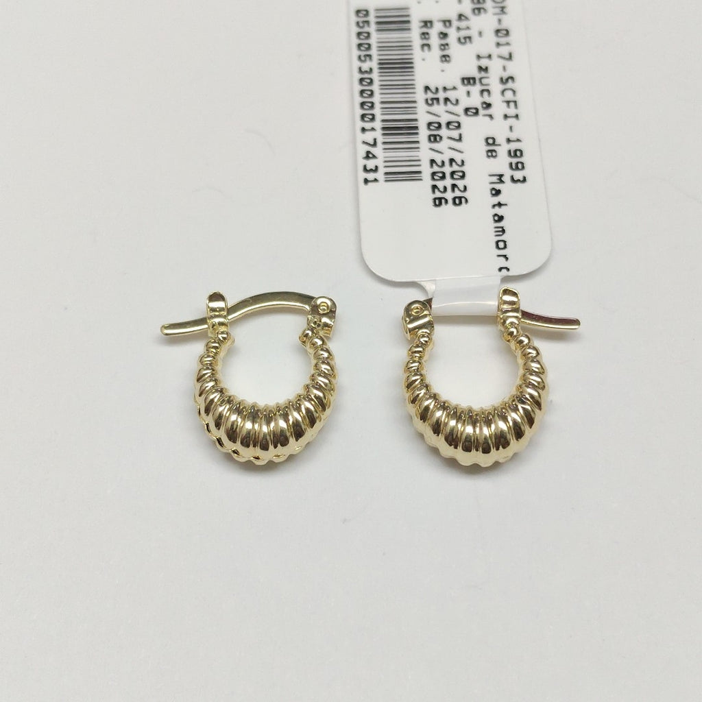 ARETES ARRACADA ESTRIADAS 14K 1.1 GR (NUEVO)