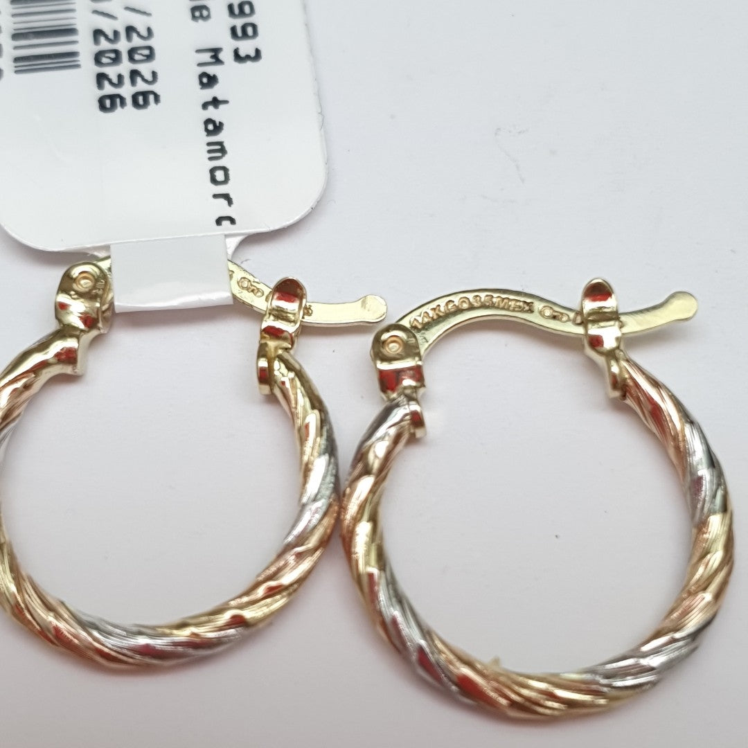 ARETES ARRACADAS COMBINADAS 14K 2 GR (NUEVO)