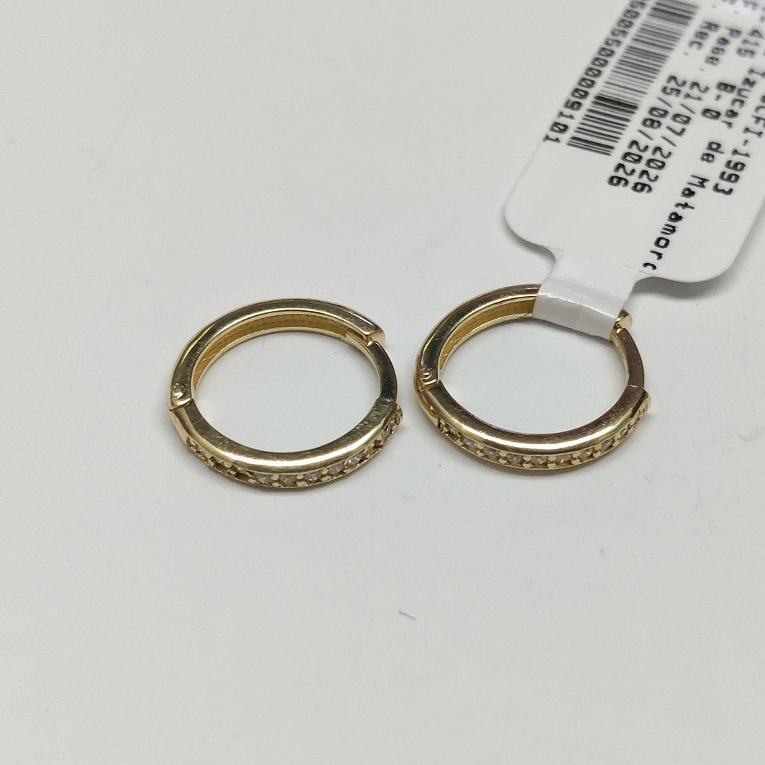 ARETES HUGGIES C CIRCONIA 14K 1.6 GR (NUEVO)