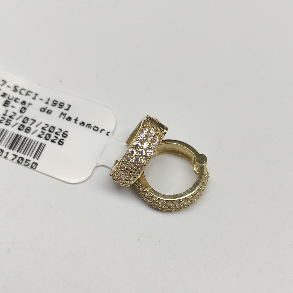 ARETES HUGGIE CON CIRCONIAS 14K 2.1 GR (NUEVO)