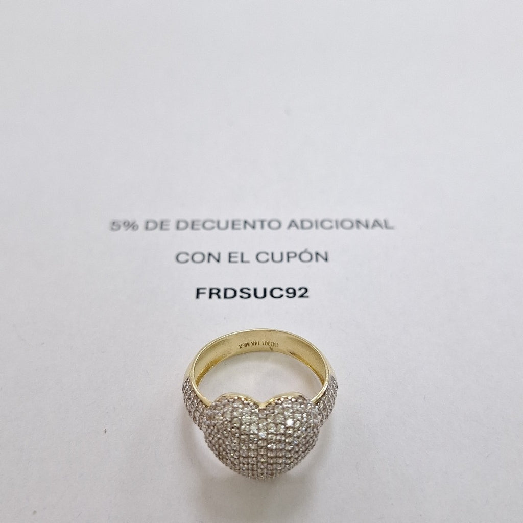 ANILLO ANILLITO CORAZON C CIRCONIAS 14K 8 TALLA 5 GR (NUEVO)