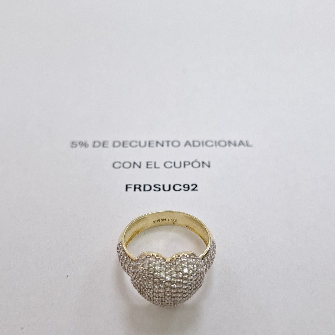 ANILLO ANILLITO CORAZON C CIRCONIAS 14K 8 TALLA 5 GR (NUEVO)