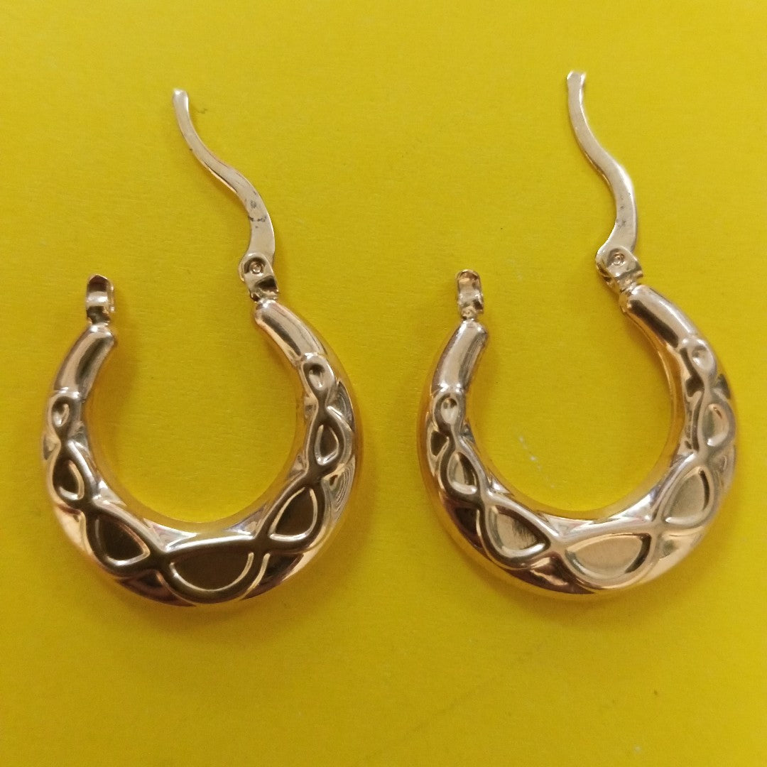 ARETES TEJIDO ARRACADAS CON FIGURA 14K 2.2 GR (NUEVO)