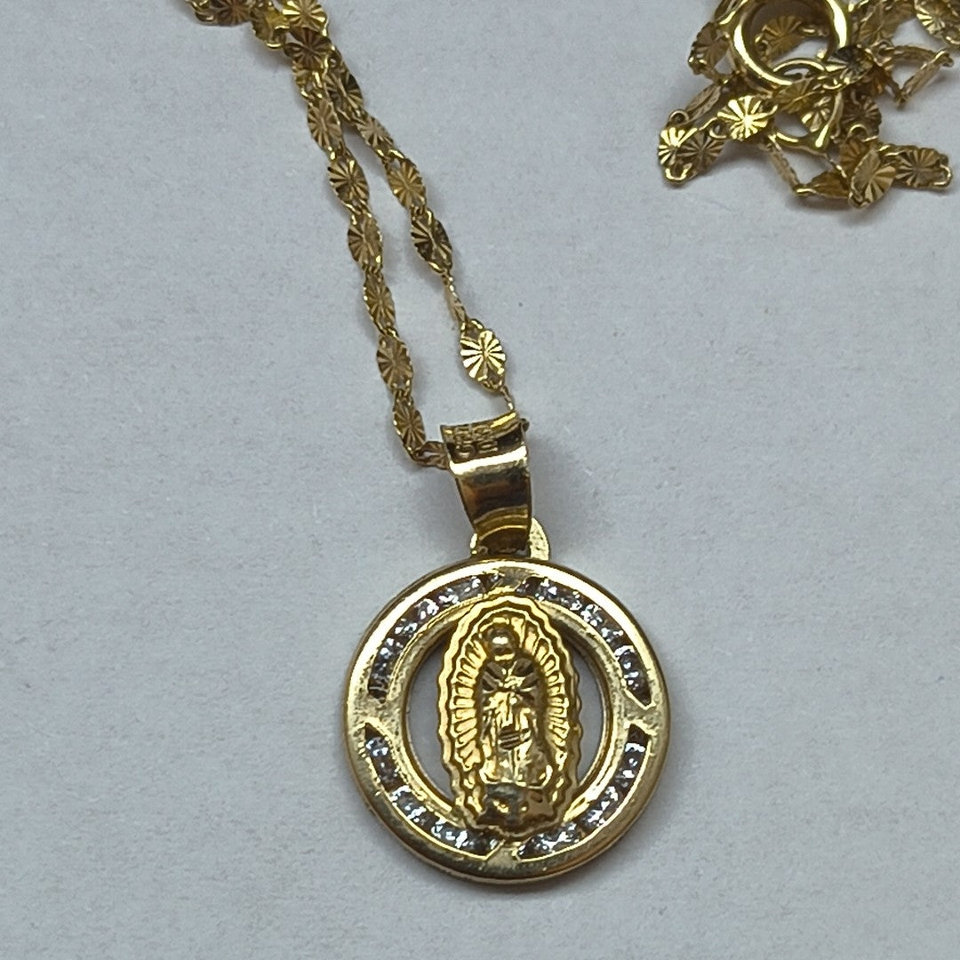 CADENA,MEDALLA RELIGIOSA ORO 10 K 1,20 GRMS (SEMINUEVO)