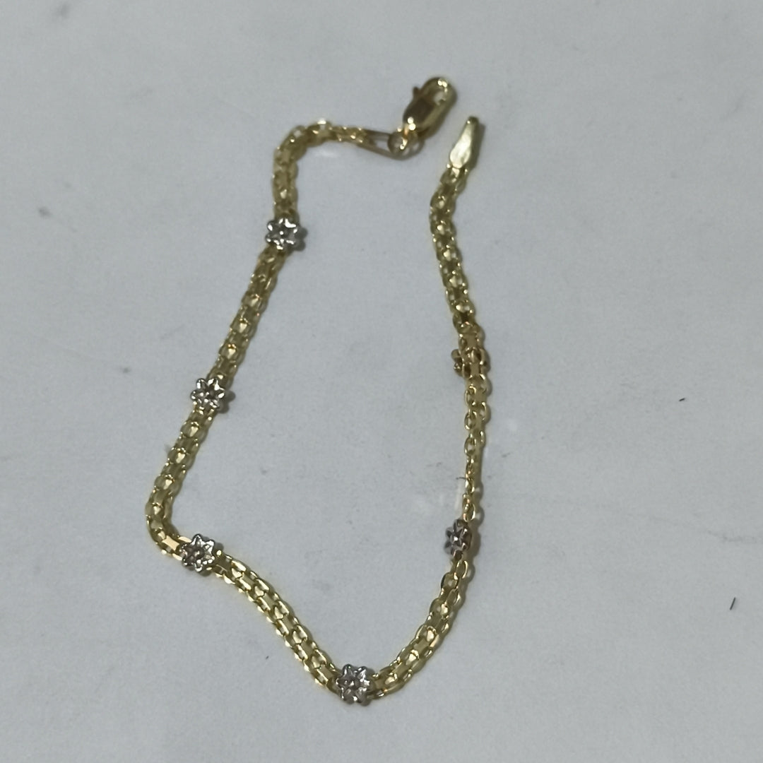PULSERA ESPECIAL C FLORES 14K 18 CM 2.9 GR (NUEVO)