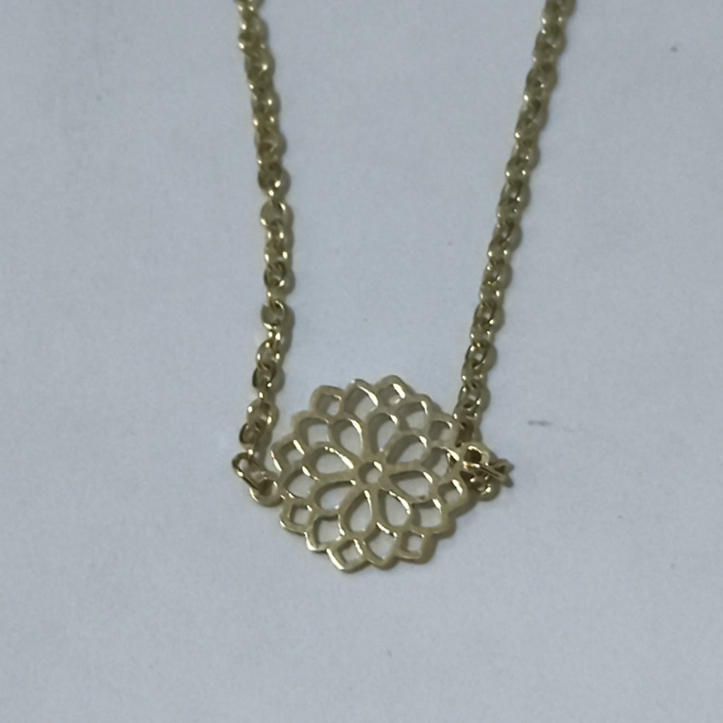 PULSERA TEJIDO ESPECIAL CON MANDALA 14K 18 CM 1.3 GR (NUEVO)