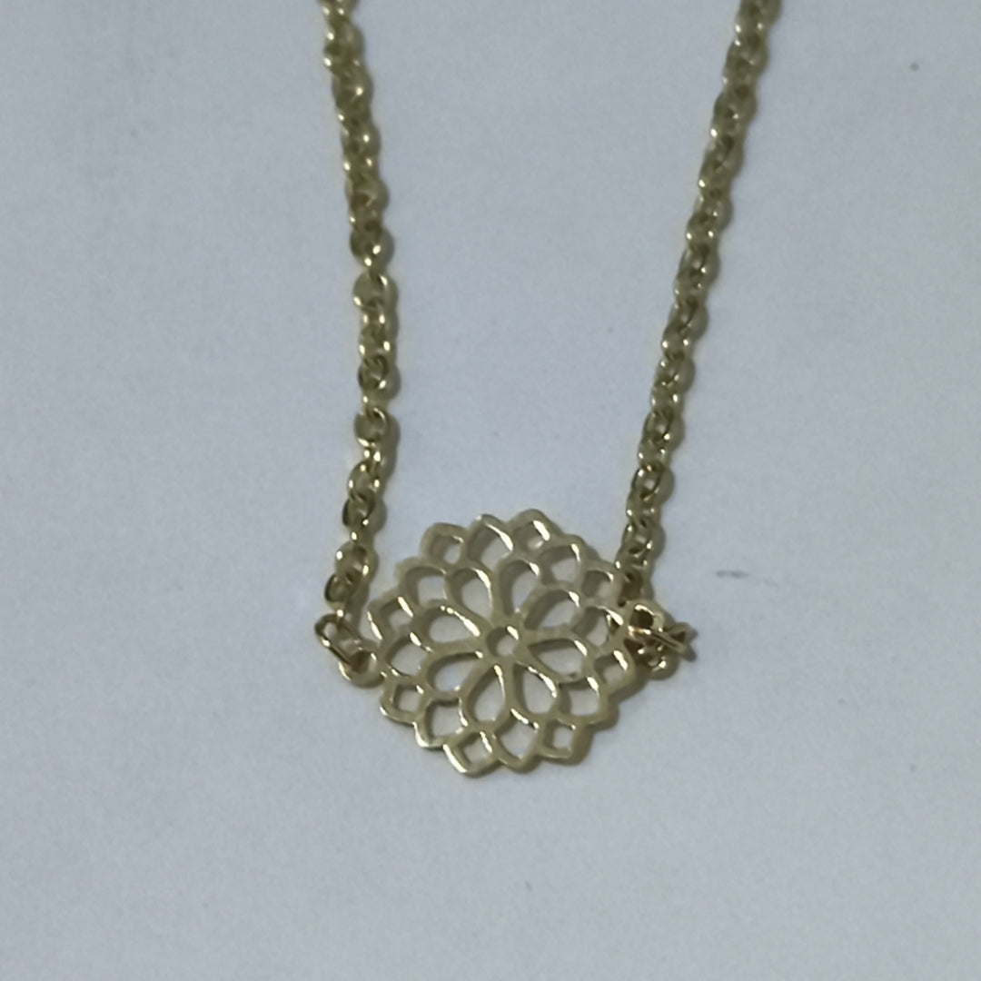 PULSERA TEJIDO ESPECIAL CON MANDALA 14K 18 CM 1.3 GR (NUEVO)