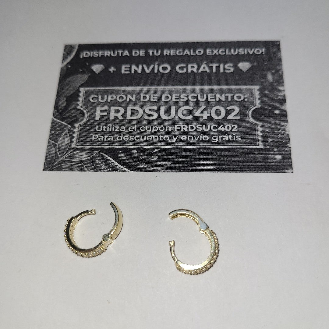 ARETES HUGGIE CON CIRCONIAS 14K 2.1 GR (NUEVO)