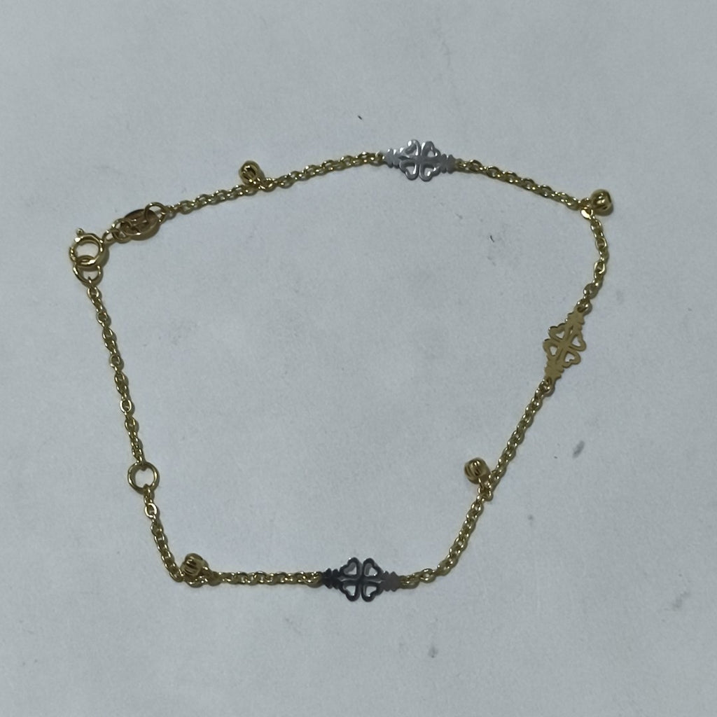 PULSERA ESPECIAL CON TREBOL 14K 18 CM 1.9 GR (NUEVO)