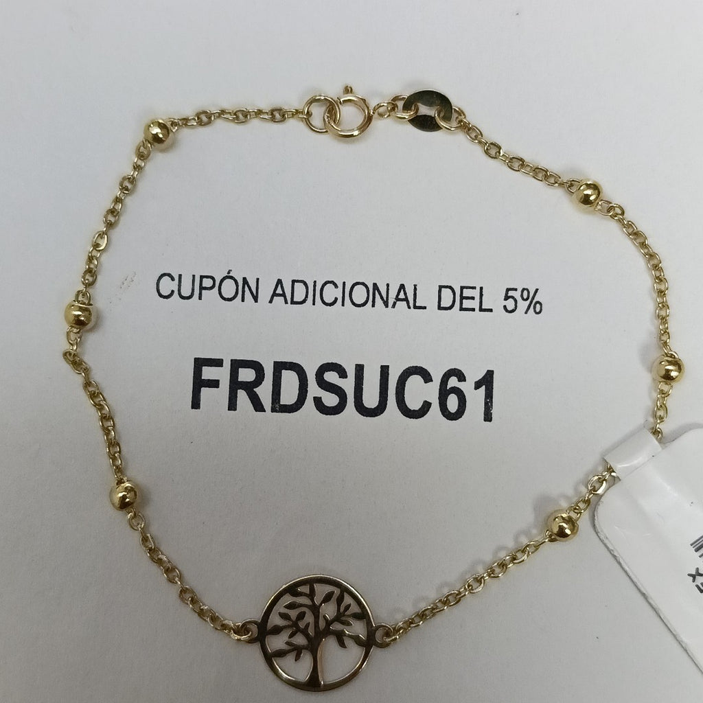 PULSERA TEJIDO ESPECIAL ARBOL 14K 18 CM 1.8 GR (NUEVO)