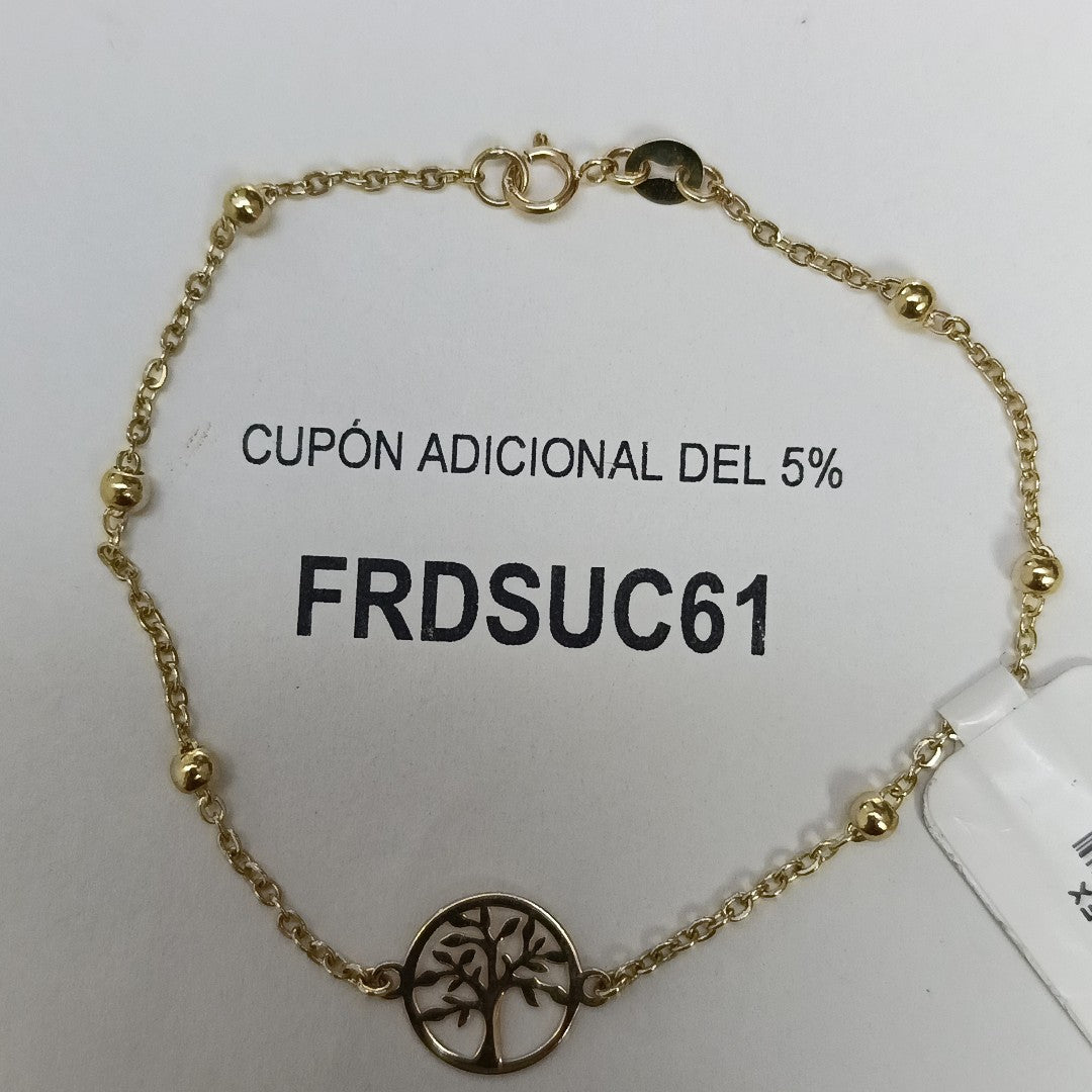 PULSERA TEJIDO ESPECIAL ARBOL 14K 18 CM 1.8 GR (NUEVO)