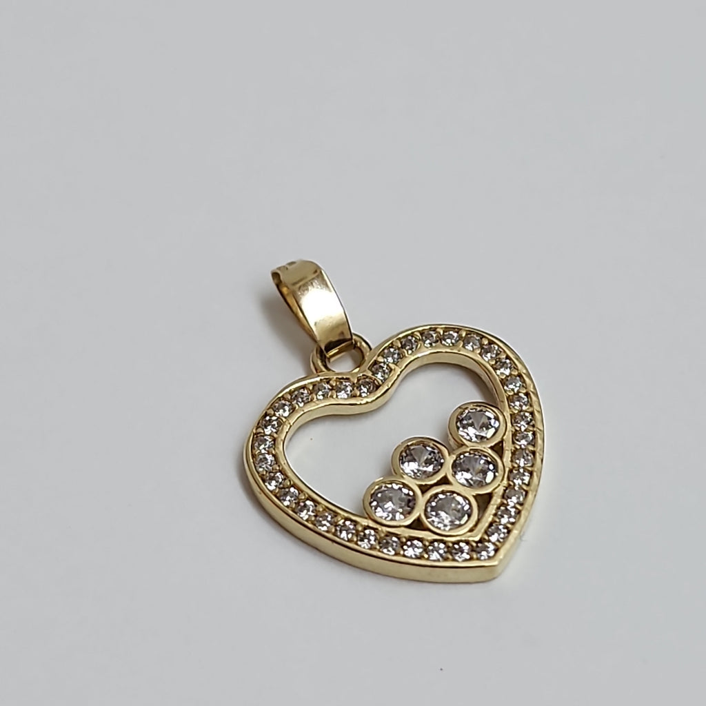 DIJE CORAZON CON CIRCONIAS 14K 1.7 GR (NUEVO)