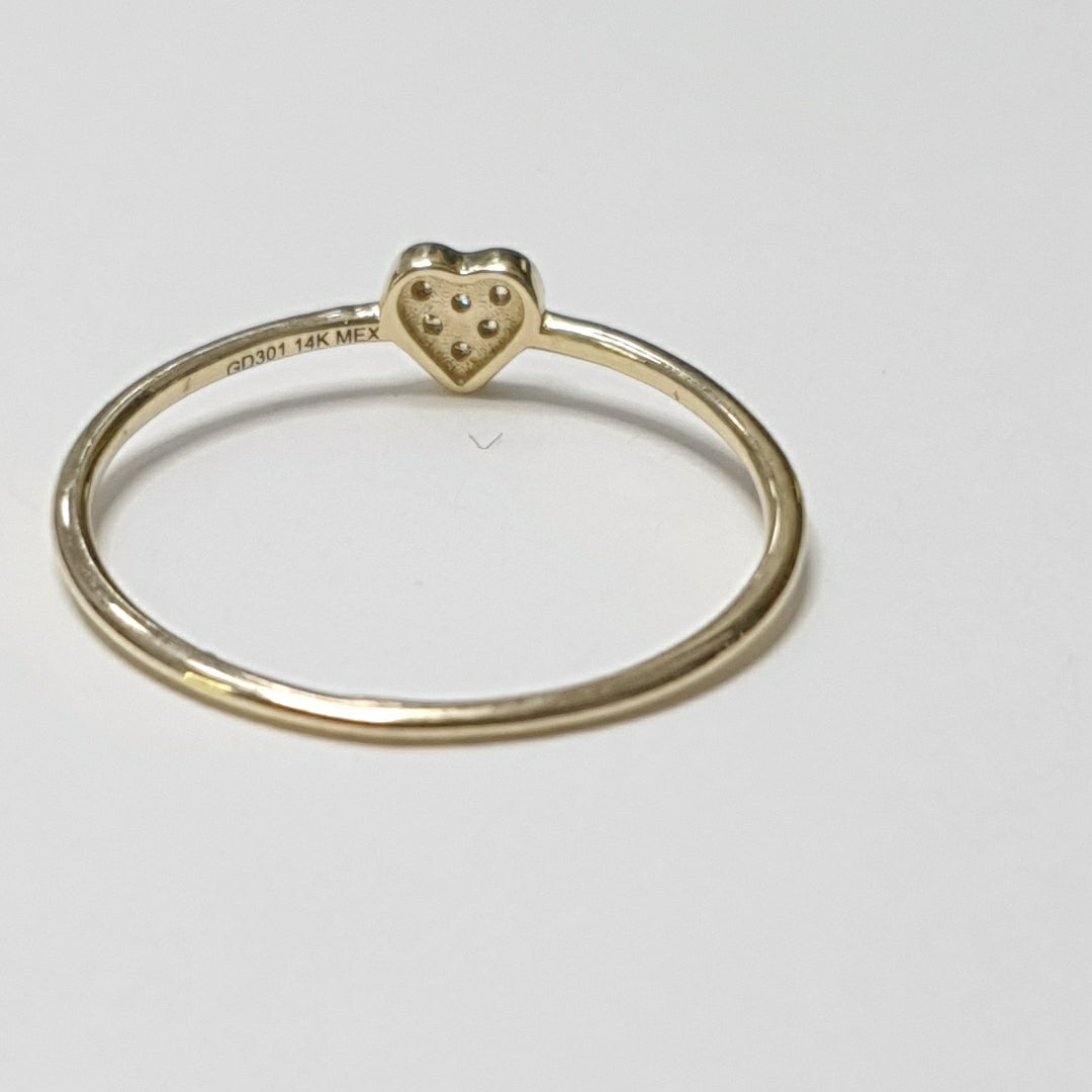 ANILLO ANILLITO CORAZON C CIRCONIA 14K 9 TALLA 1 GR (NUEVO)