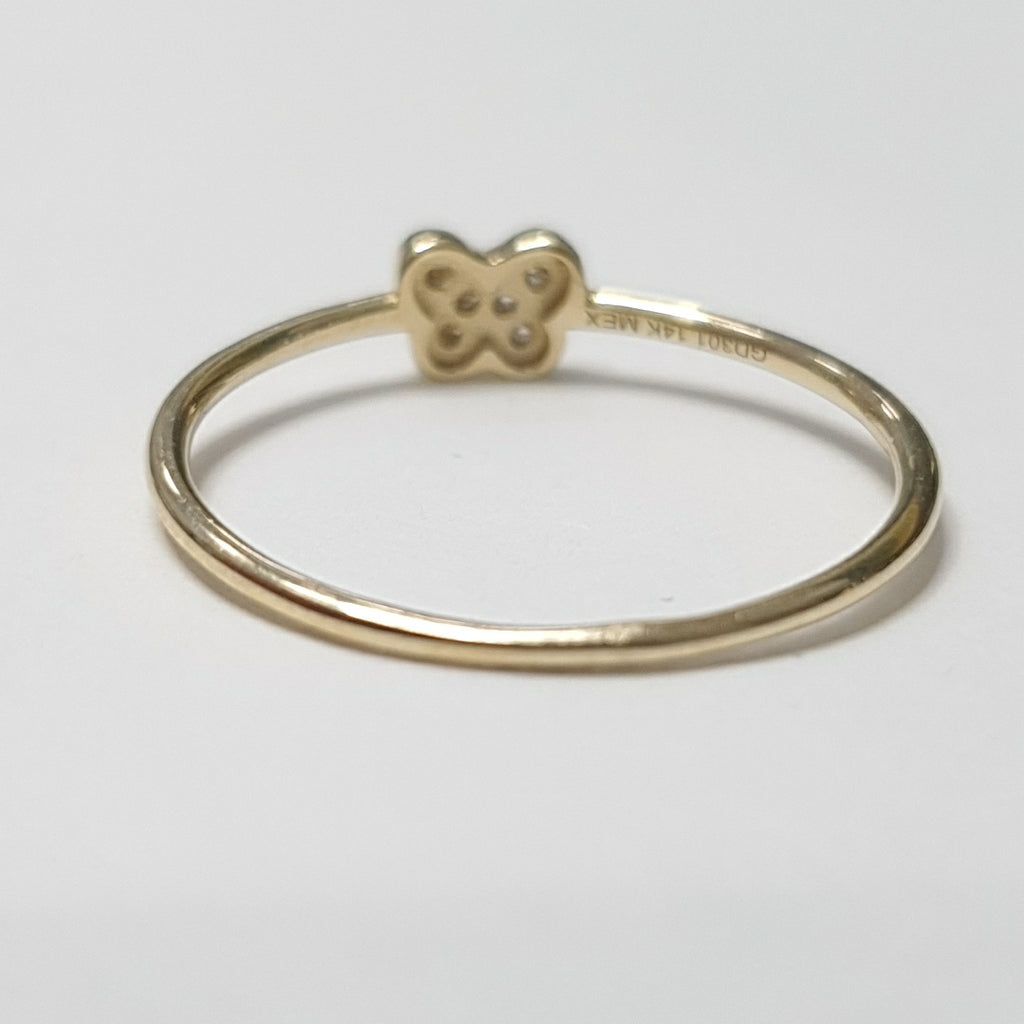 ANILLO ANILLITO MARIPOSA C CIRCONIAS 14K 9 TALLA 1 GR (NUEVO)