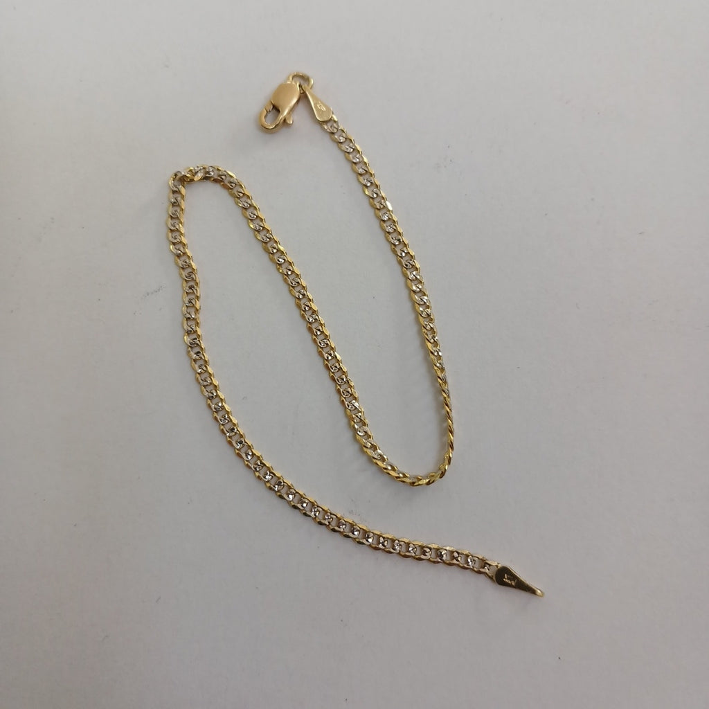 PULSERAS BARBADA DIAMANTADA ORO 14K 18 CM 2.4 GR (NUEVO)