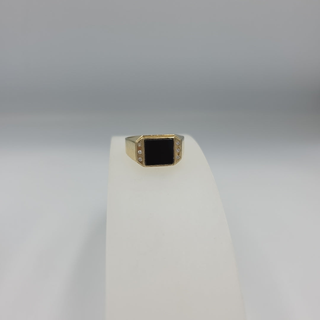 ANILLOS CON ONIX Y CIRCONIAS 10K TALLA 10 3.8 GR (NUEVO)