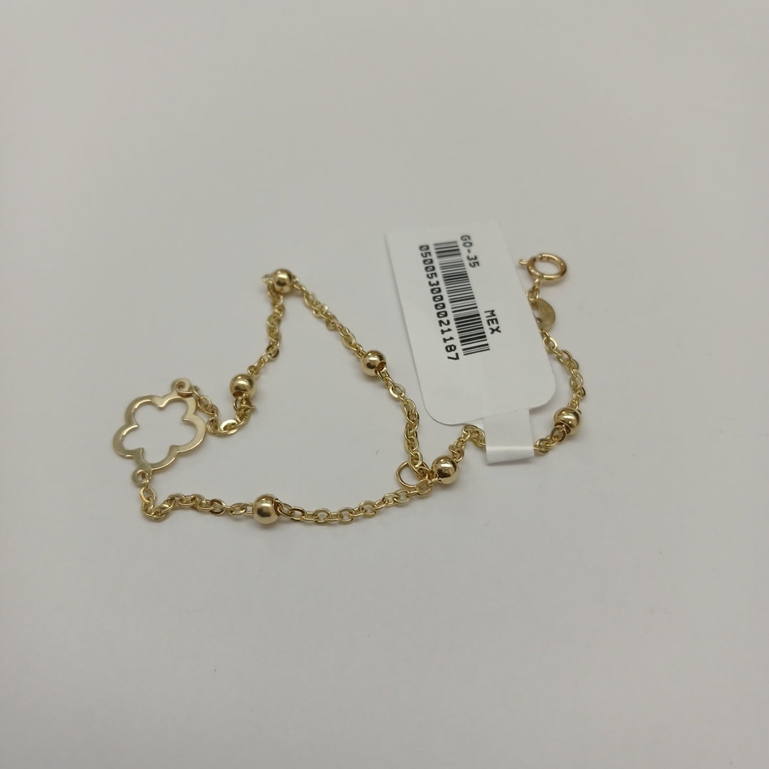 PULSERA TEJIDO ESPECIAL CON FLOR 14K 18 CM 1.6 GR (NUEVO)